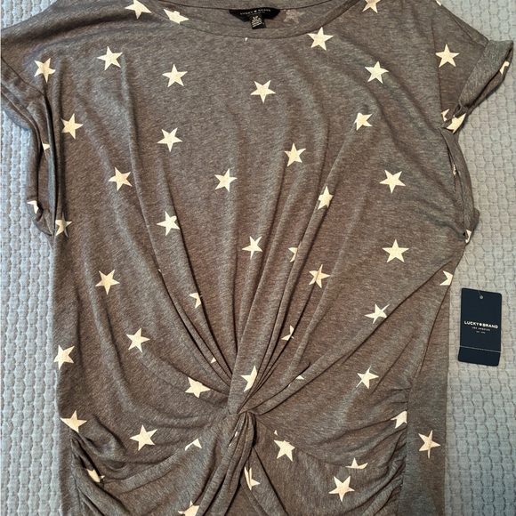 Lucky Brand Tops - Lucky Brand Brown Tie Front Short Sleeve T-Shirt